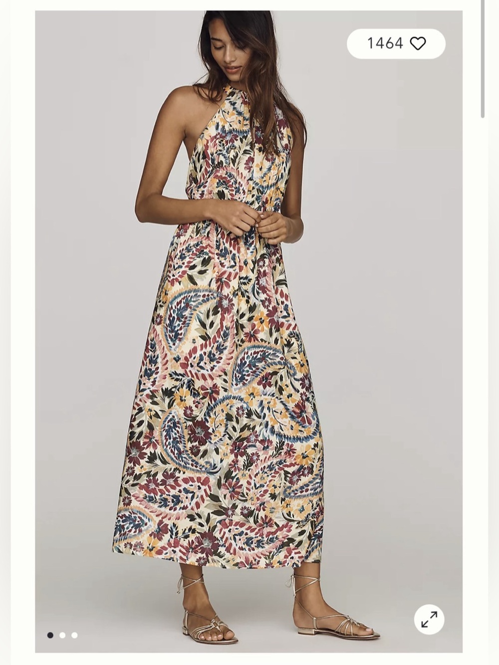 NWT🌸 Anthropologie x Farm Rio Halter Maxi Dress Color: Breeze Of Flowers Size M